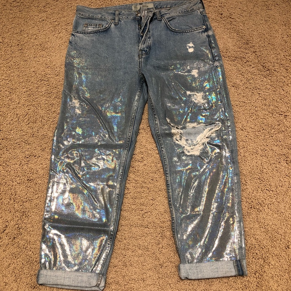 topshop glitter boyfriend jeans